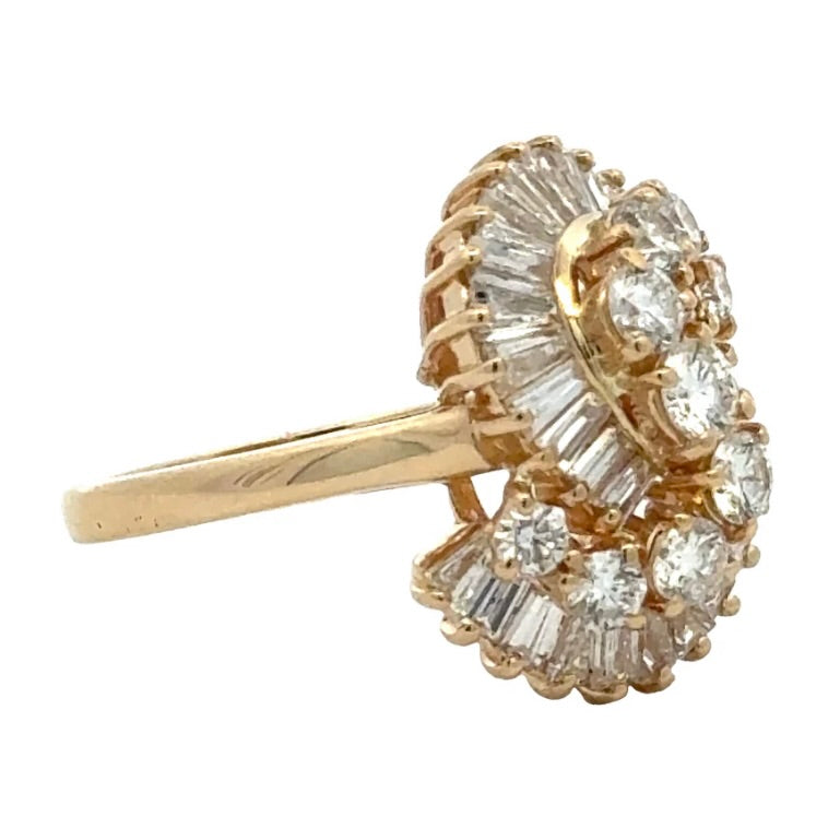 14K Diamond "S" Design Ballerina Ring
