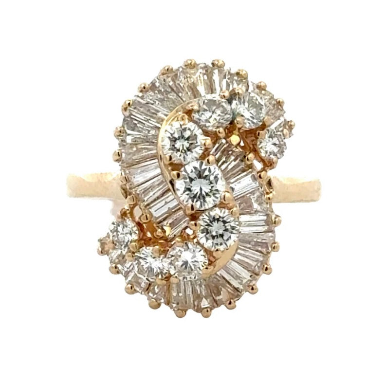 14K Diamond "S" Design Ballerina Ring