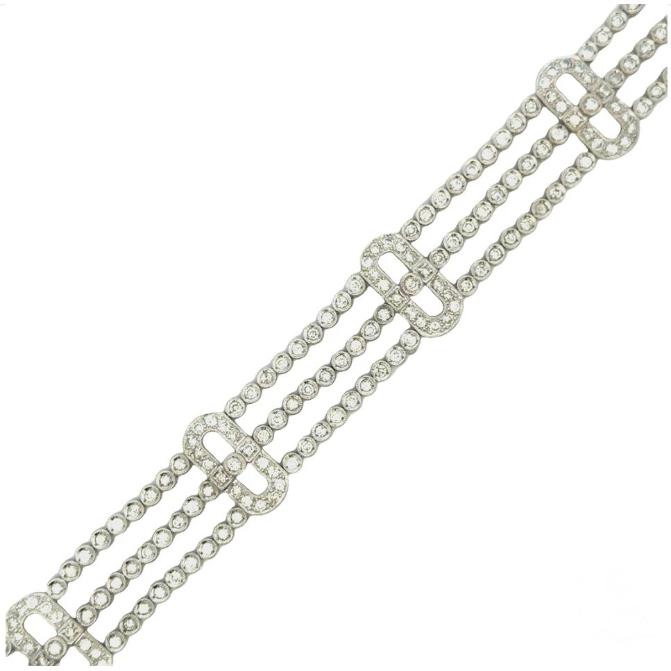 18k White Gold 3-Strand 4.2CT Diamond Bracelet