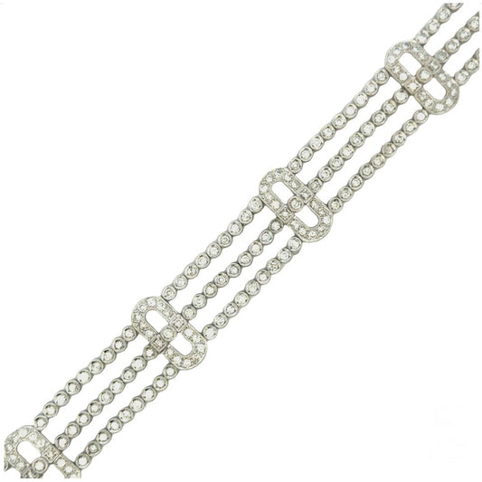 18k White Gold 3-Strand 4.2CT Diamond Bracelet
