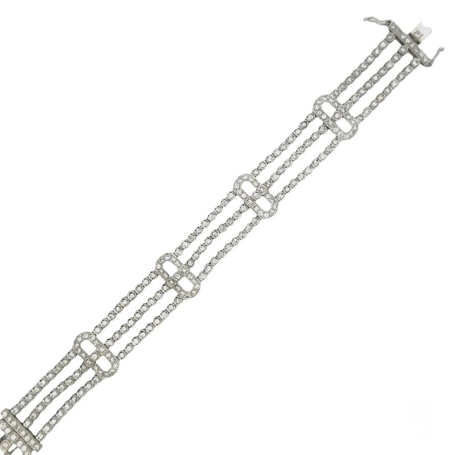 18k White Gold 3-Strand 4.2CT Diamond Bracelet