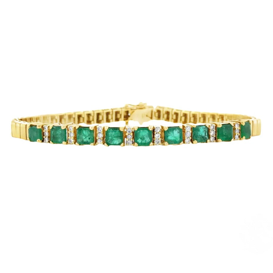 Estate 18K Emerald and Diamond Bracelet