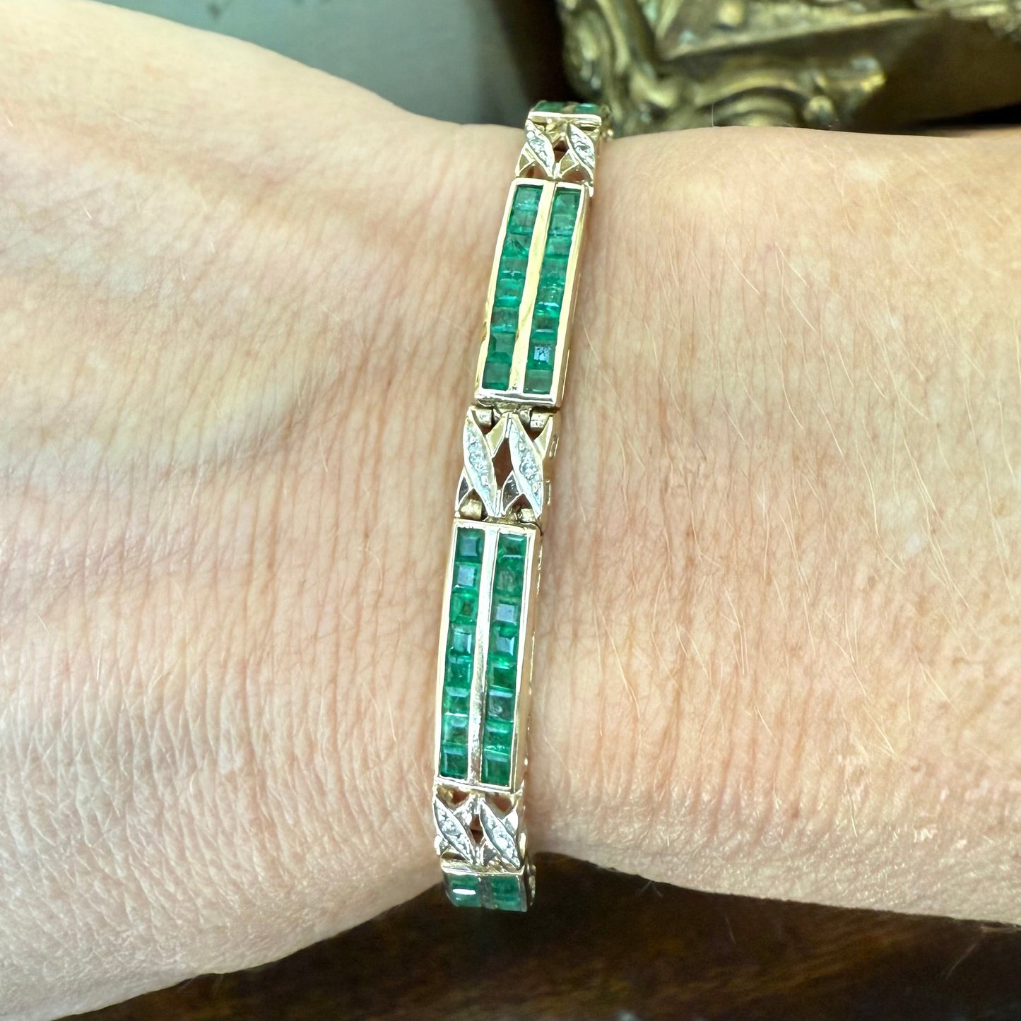 14K Emerald and Diamond Bracelet