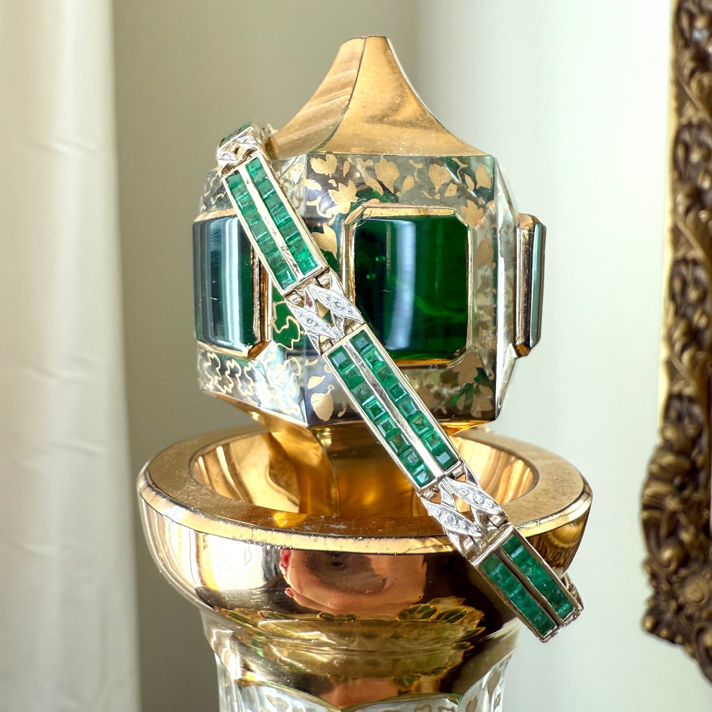 14K Emerald and Diamond Bracelet