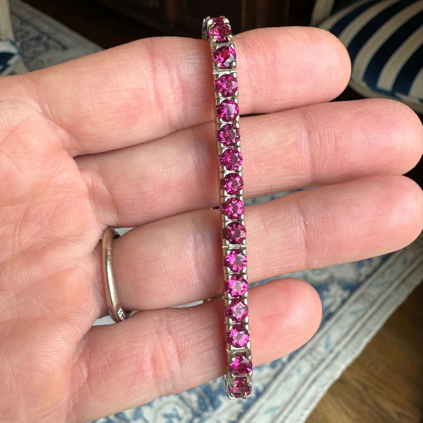 14K Gold Garnet Tennis Bracelet