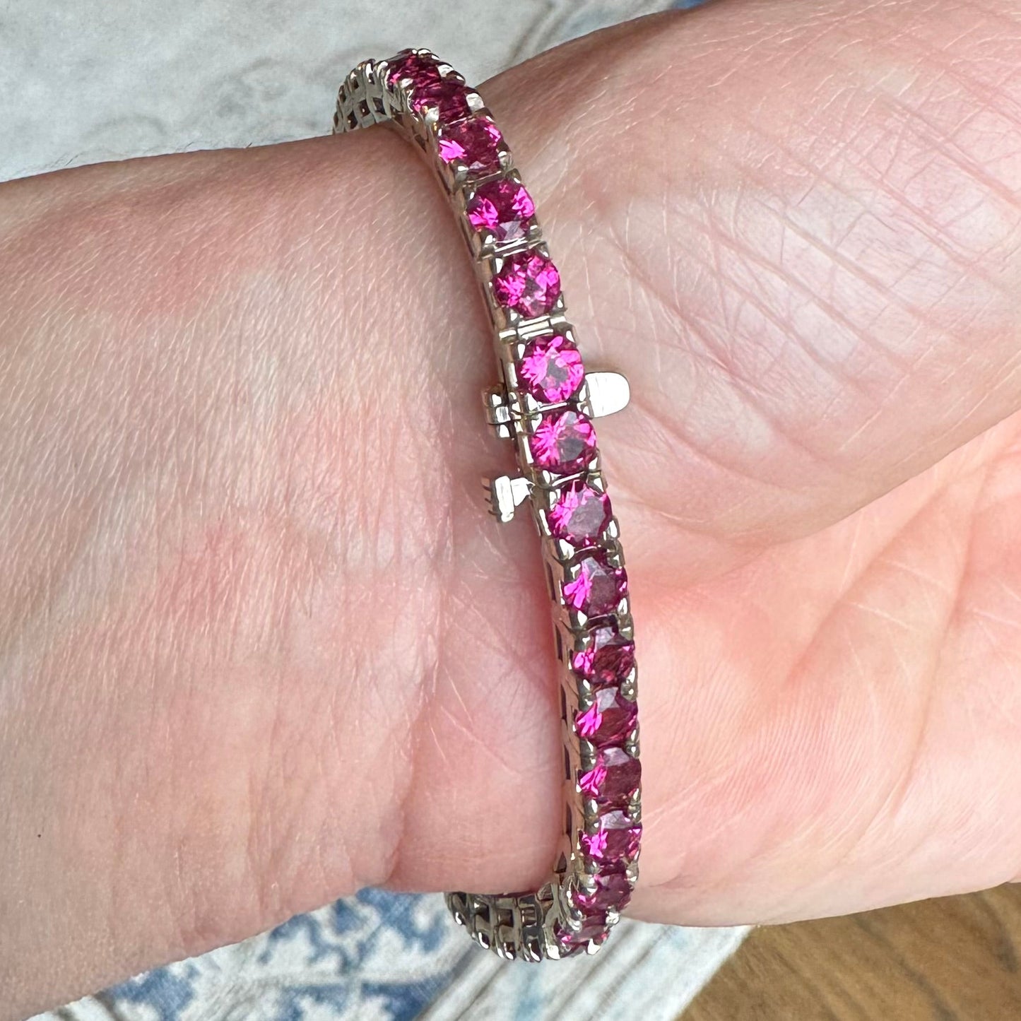 14K Gold Garnet Tennis Bracelet