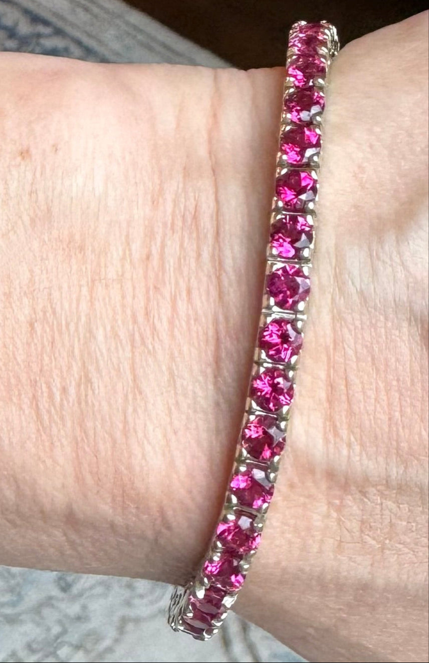 14K Gold Garnet Tennis Bracelet
