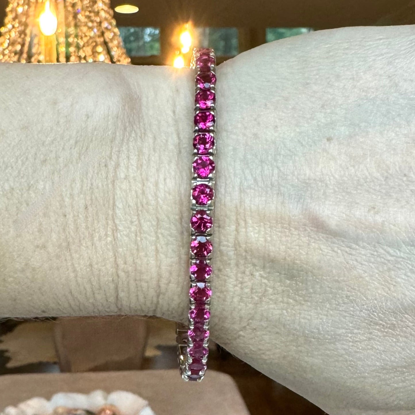 14K Gold Garnet Tennis Bracelet