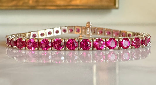 14K Gold Garnet Tennis Bracelet