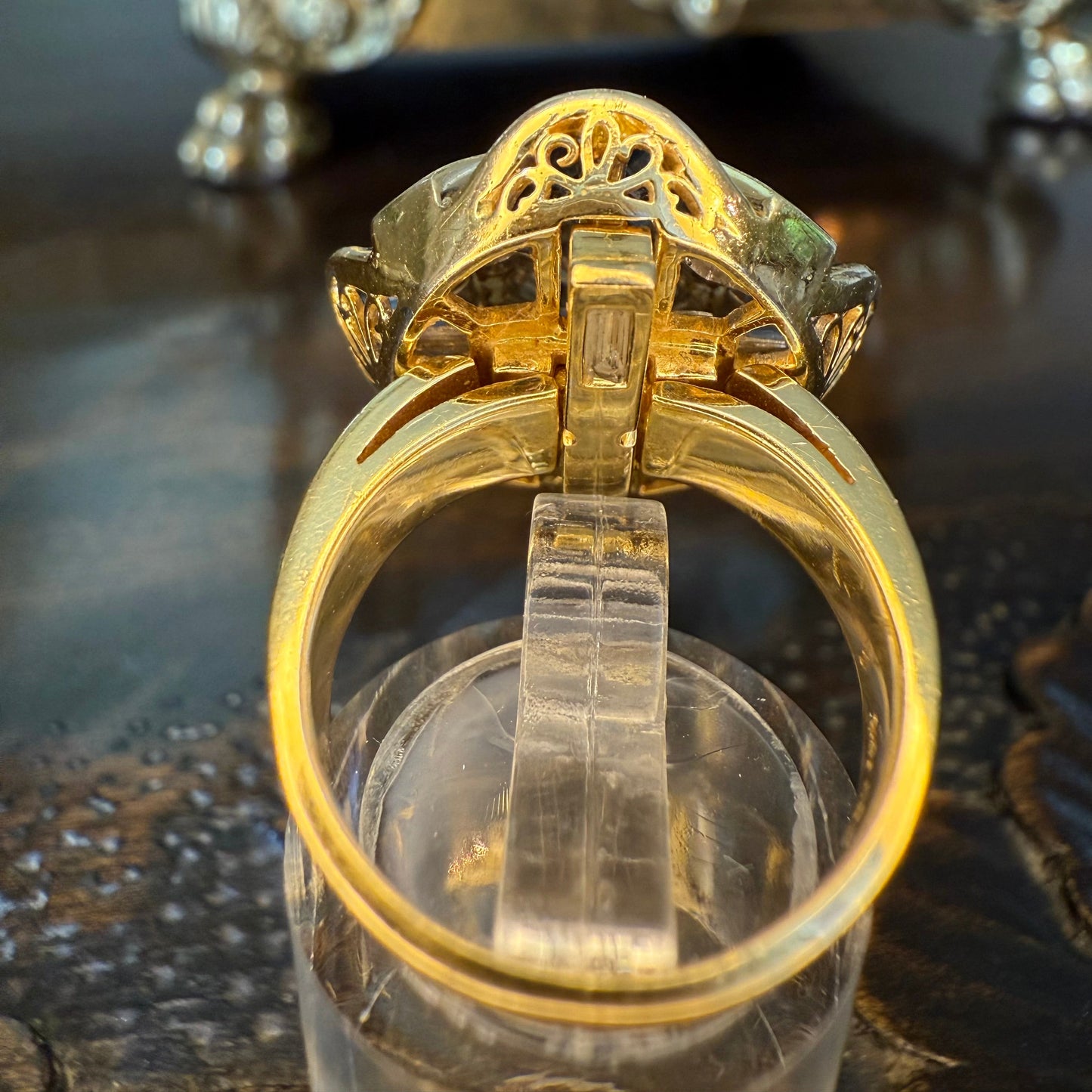 18k Sapphire and Diamond Cocktail Ring or Pendant:Appraisal Included