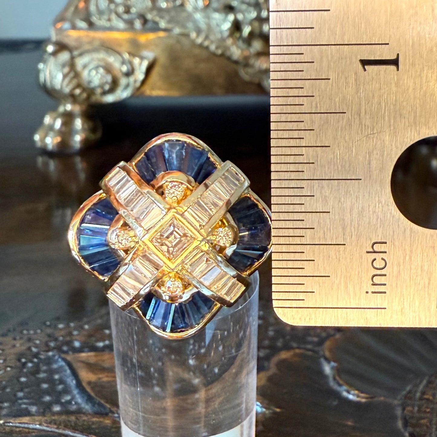 18k Sapphire and Diamond Cocktail Ring or Pendant:Appraisal Included
