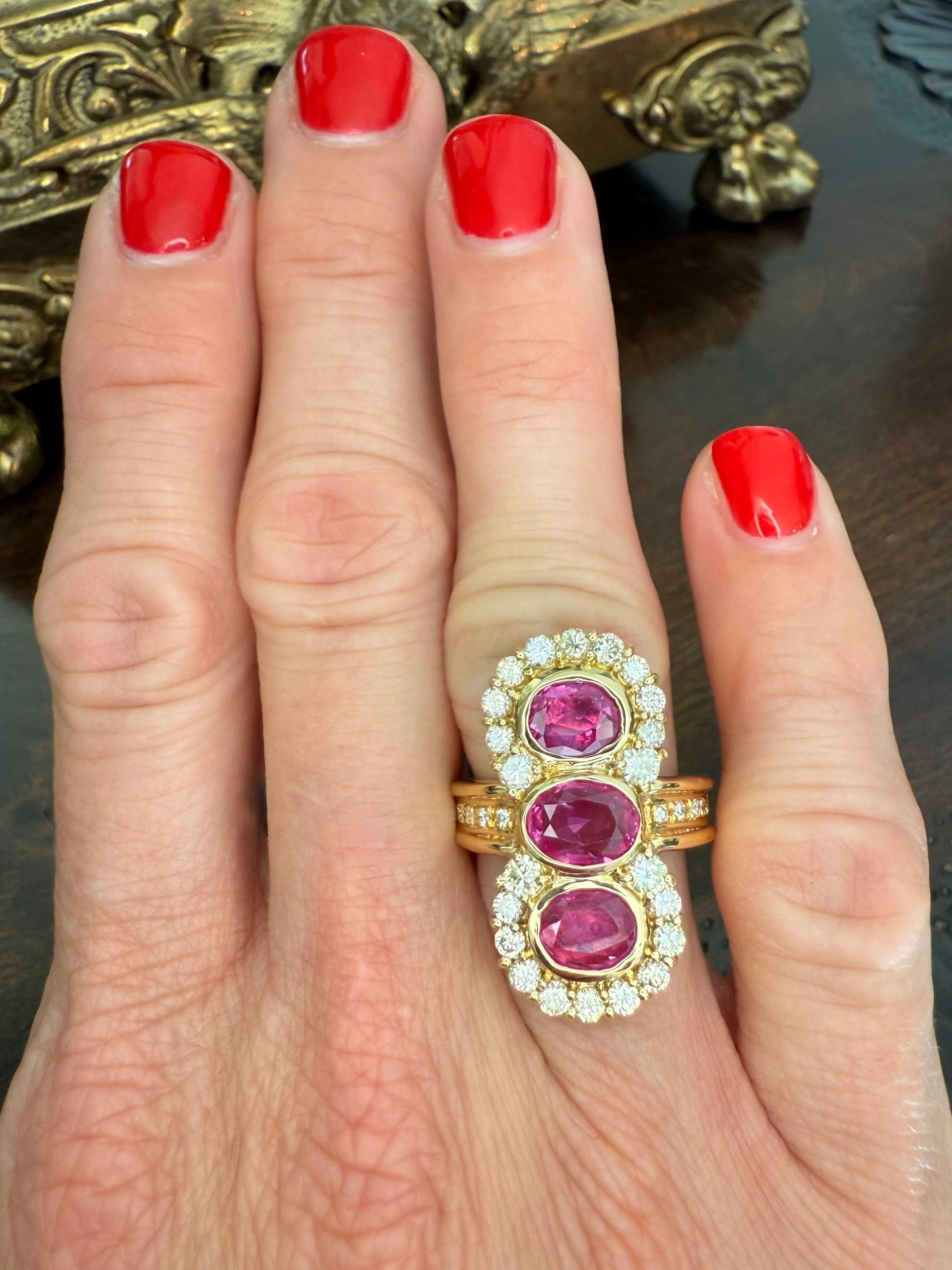 18k 2.95 CTW Ruby and 1.15 CTW Diamond Cocktail Ring