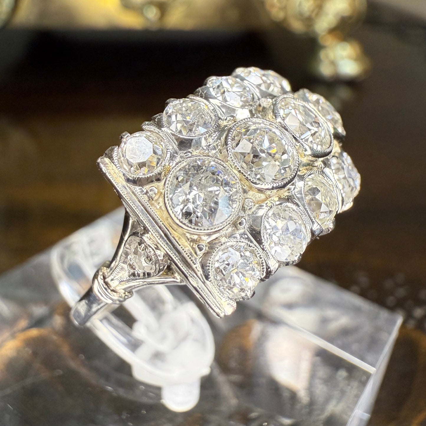 Antique 3.65 CTW Platinum Diamond Ring: GIA Appraisal Included