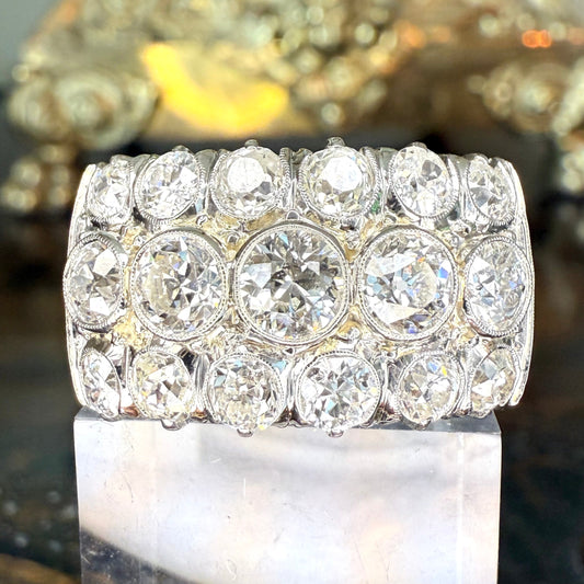 Antique 3.65 CTW Platinum Diamond Ring: GIA Appraisal Included