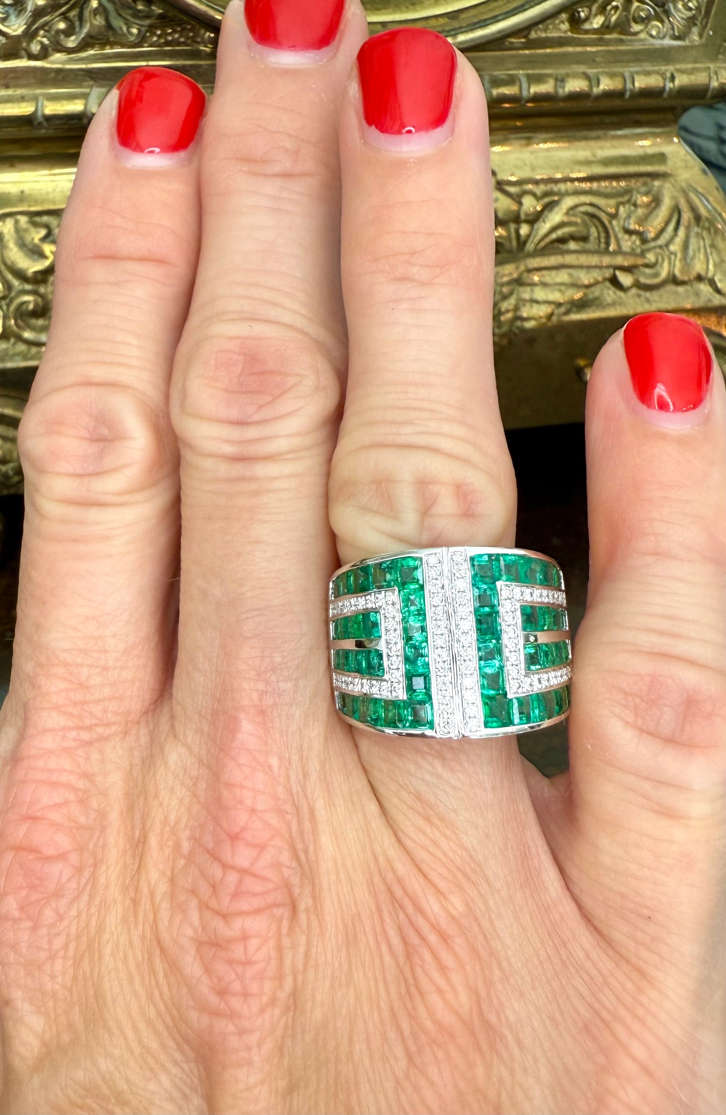 18K 3.35 CTW Emerald and Diamond Band