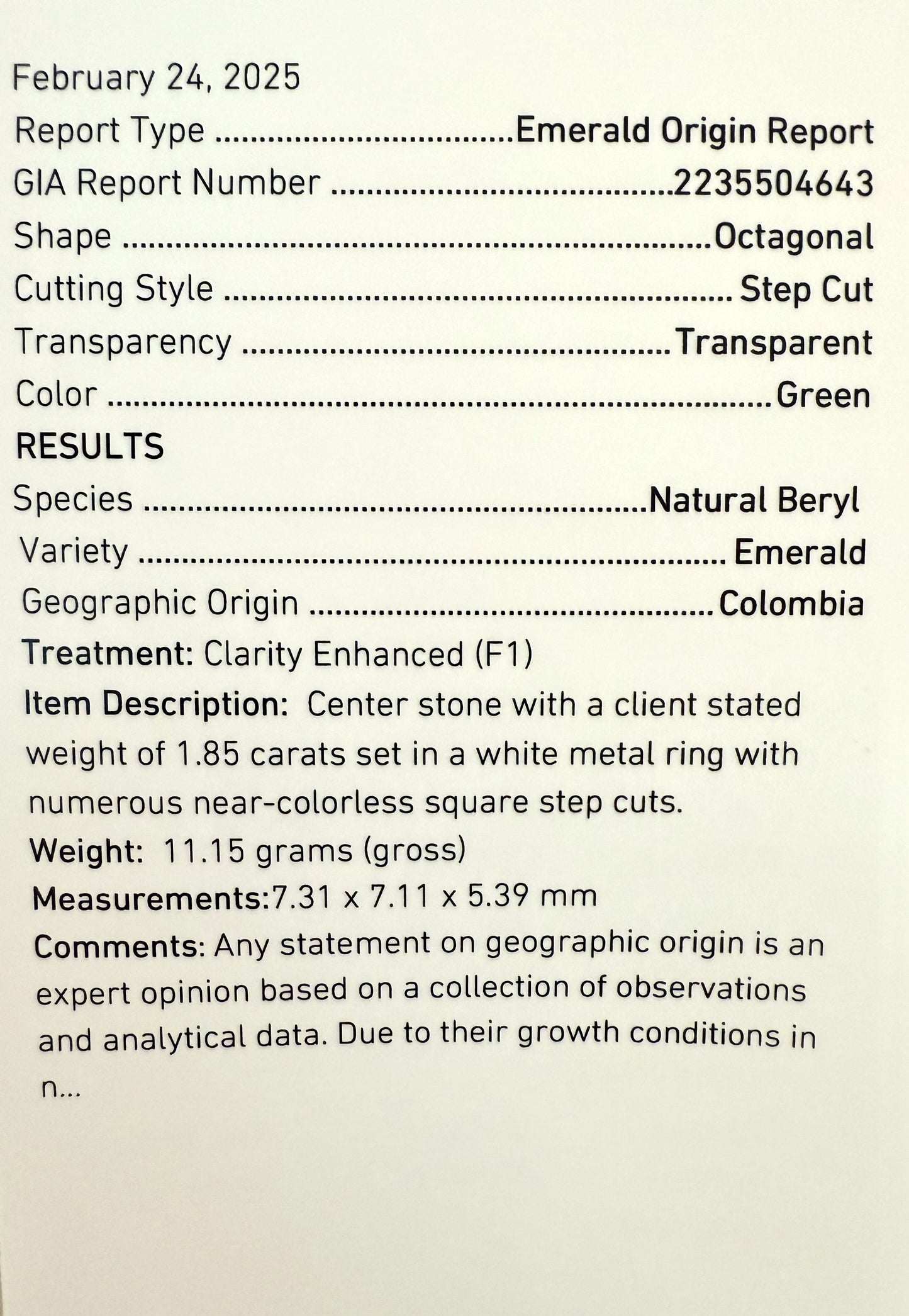 Platinum 1.85 CT Colombian Emerald 2.20 CTW Diamond Ring-GIA Cert Paperwork Included