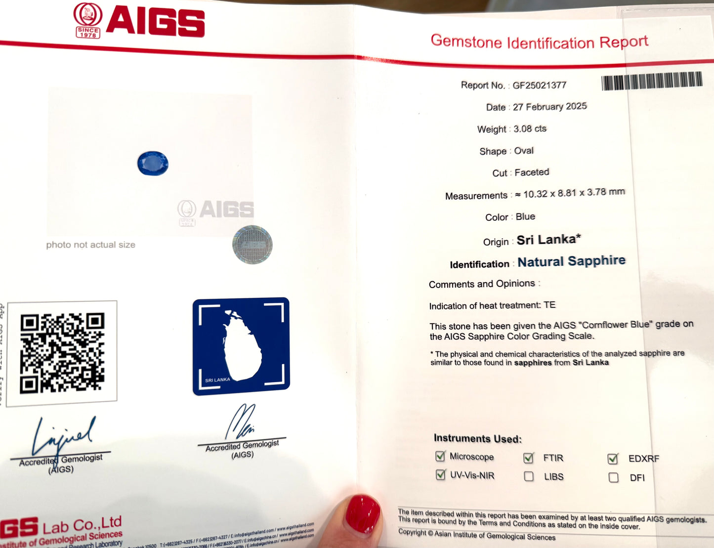 Platinum 3.08 Ceylon Sapphire and 1.54 CTW Diamond Ballerina Ring-Includes AIGS Certificate