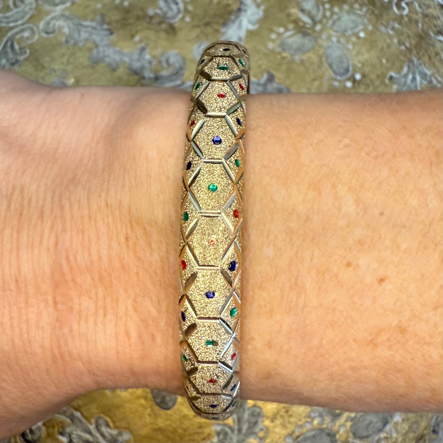 14K Multicolored Enamel Bangle