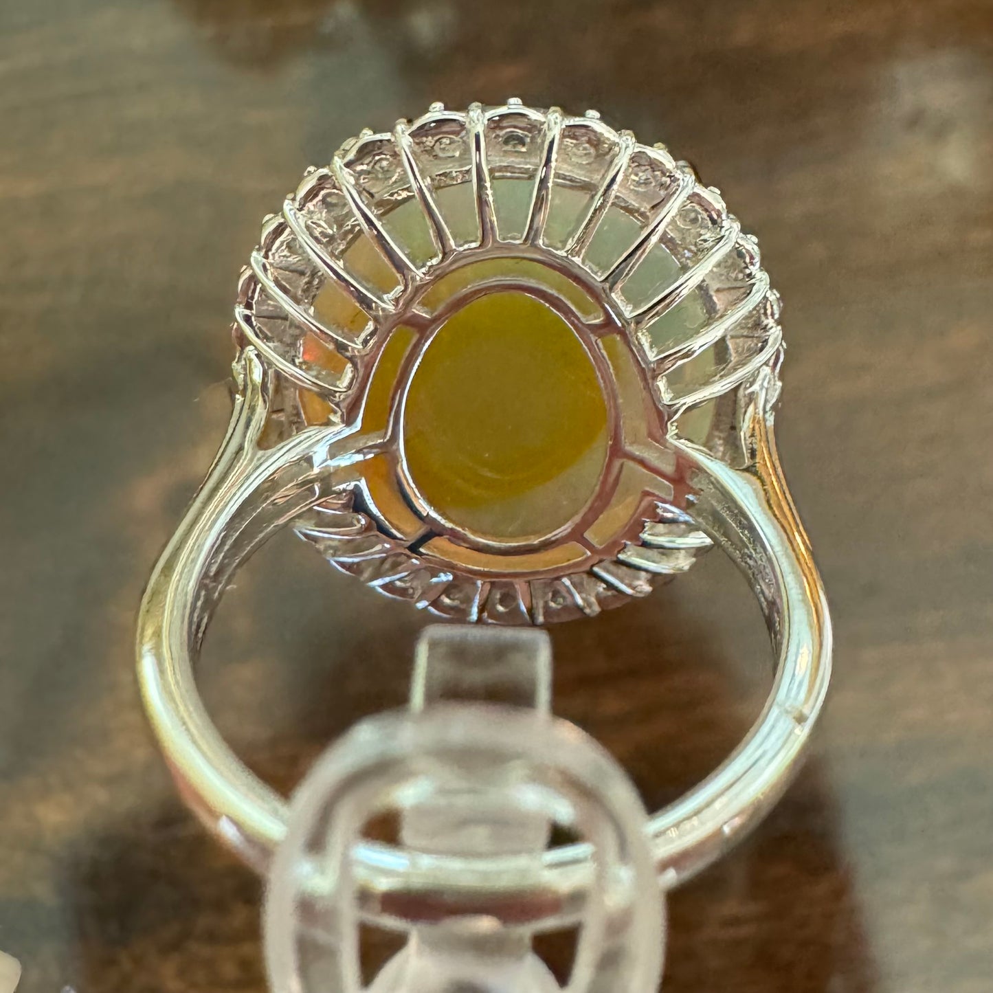 Estate 14K White Gold Opal Diamond Ring - GIA Verified