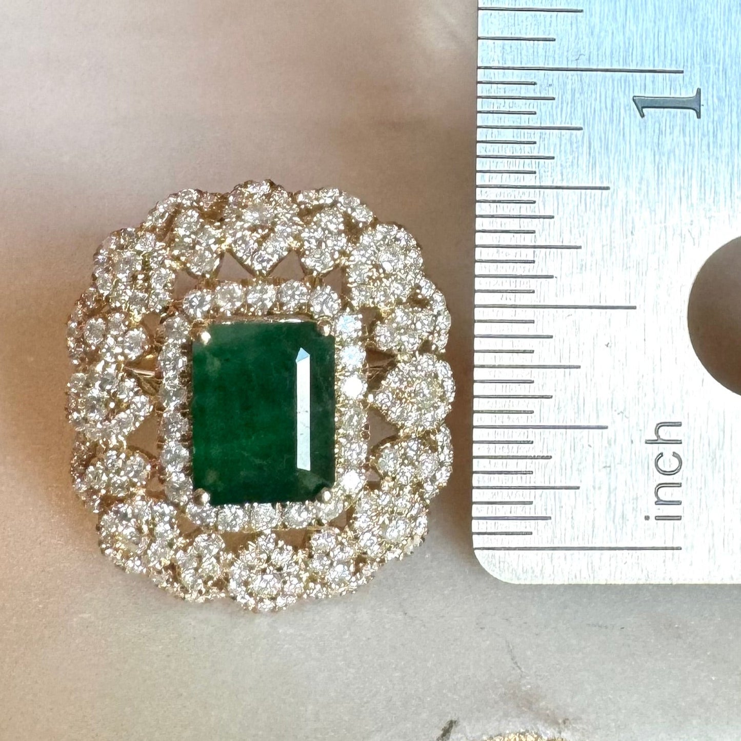 14K Emerald and Diamond Cocktail Ring