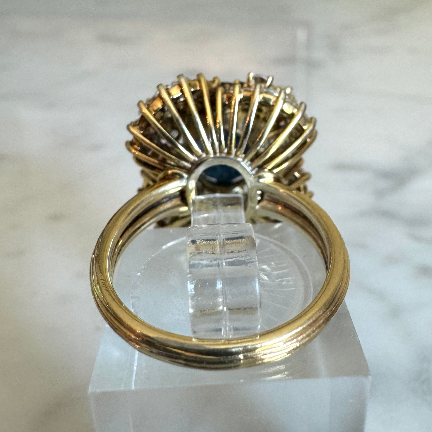 Platinum 6.24 CT Sapphire and 2.40 CTW Estate Diamond Cocktail Ring