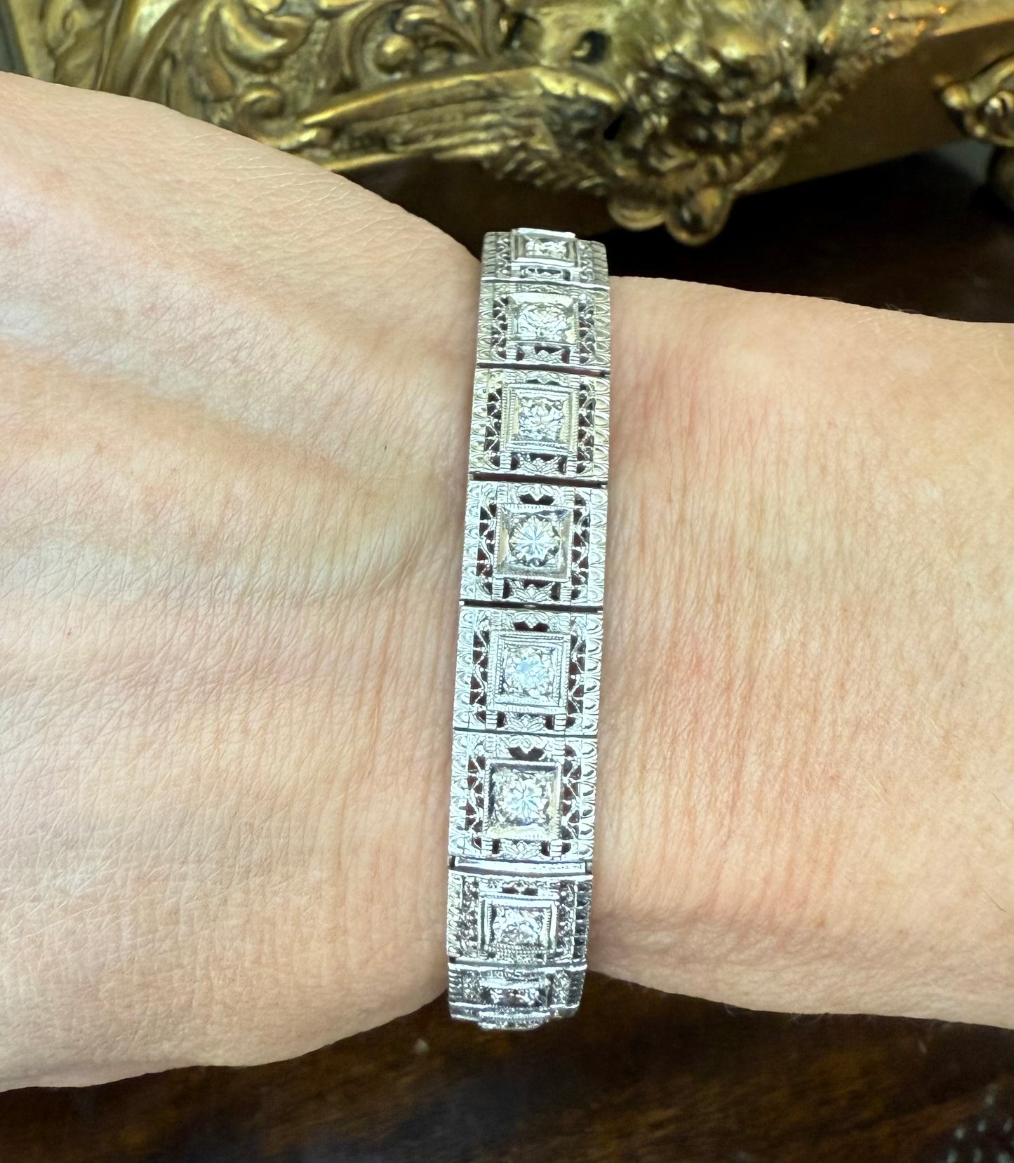Antique Art Deco 14k 2.53 CTW Diamond and Filigree Link Bracelet-Includes GIA Appraisal
