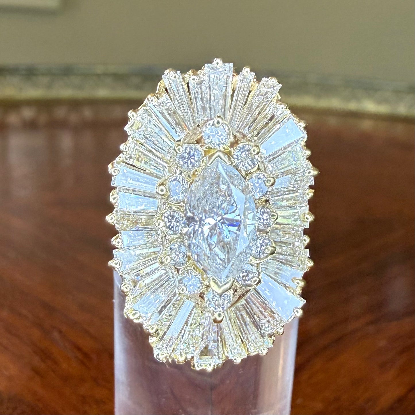 14K 5.05 CTW Diamond Ballerina Engagement or Cocktail Ring