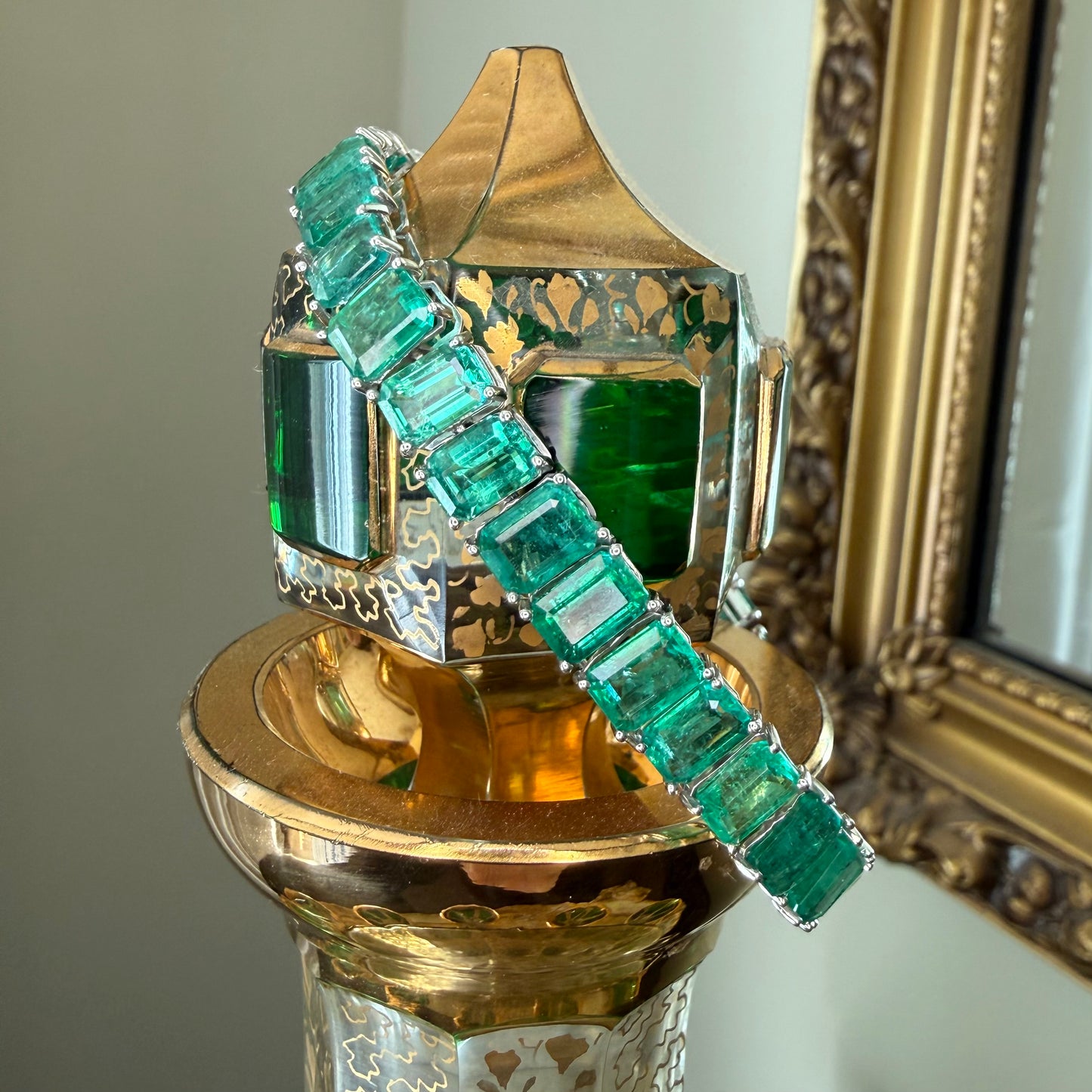 Platinum 28 Carat Emerald Bracelet-GIA Appraisal Included