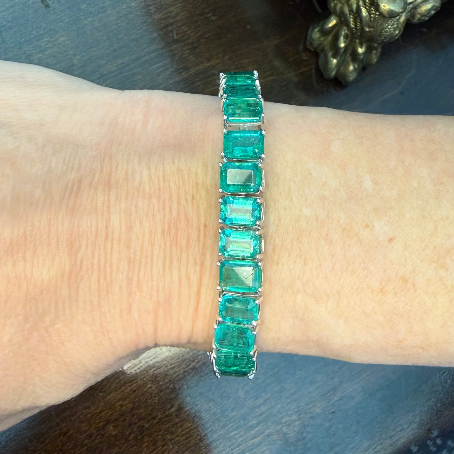 Platinum 28 Carat Emerald Bracelet-GIA Appraisal Included