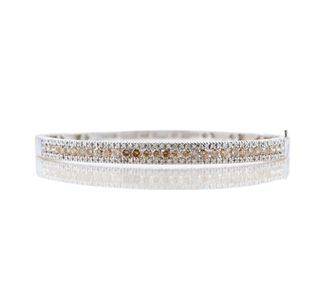 14k Champaign & White Diamond Bangle-Includes GIA Appraisal