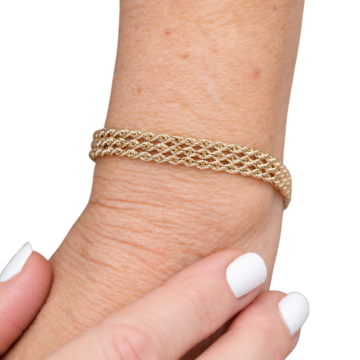 14K Triple Hollow Rope Bracelet