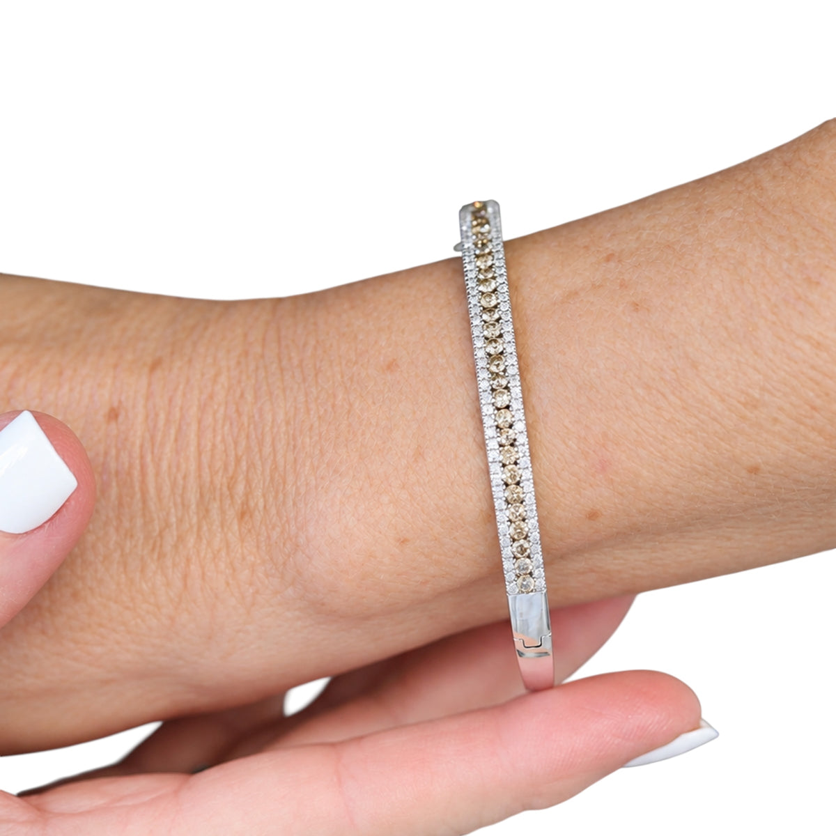 14k Champaign & White Diamond Bangle-Includes GIA Appraisal