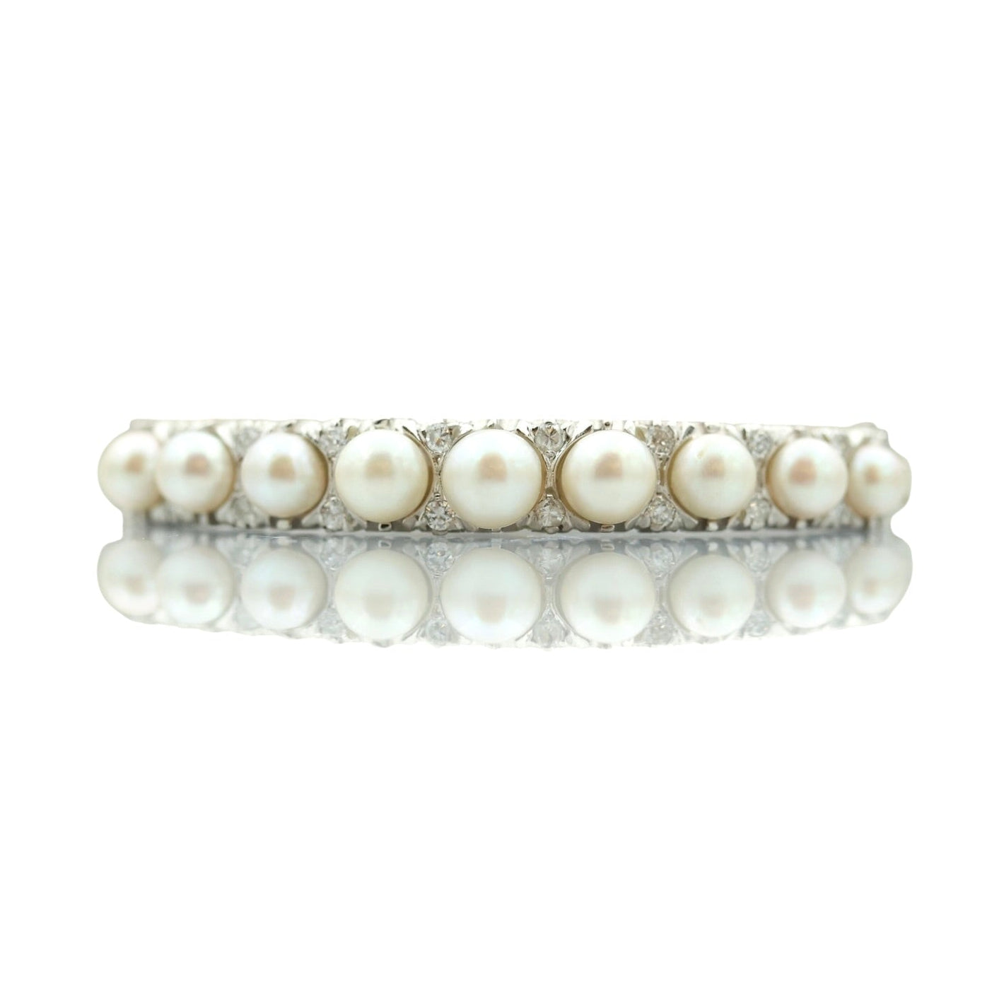 Vintage 14k Diamond and Pearl Bangle Bracelet-Includes GIA Appraisal