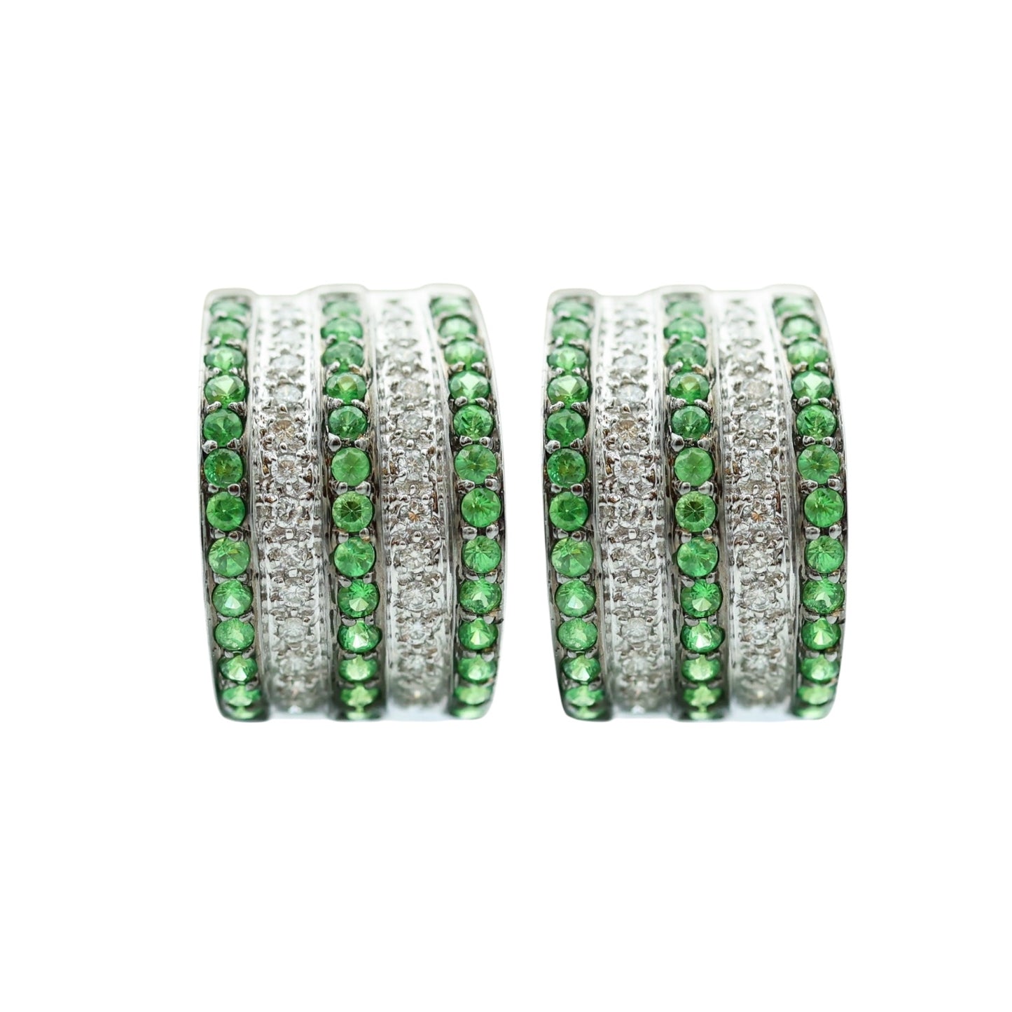 18K White Gold Tsavorite Garnet and Diamond Earrings-Includes GIA Appraisal