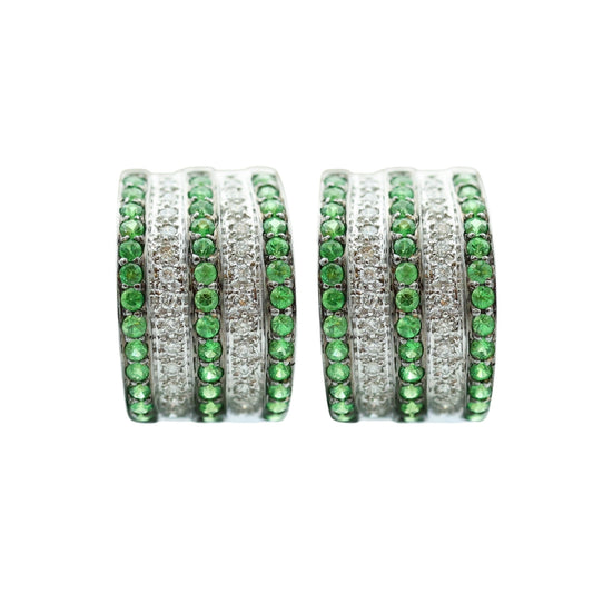 18K White Gold Tsavorite Garnet and Diamond Earrings-Includes GIA Appraisal