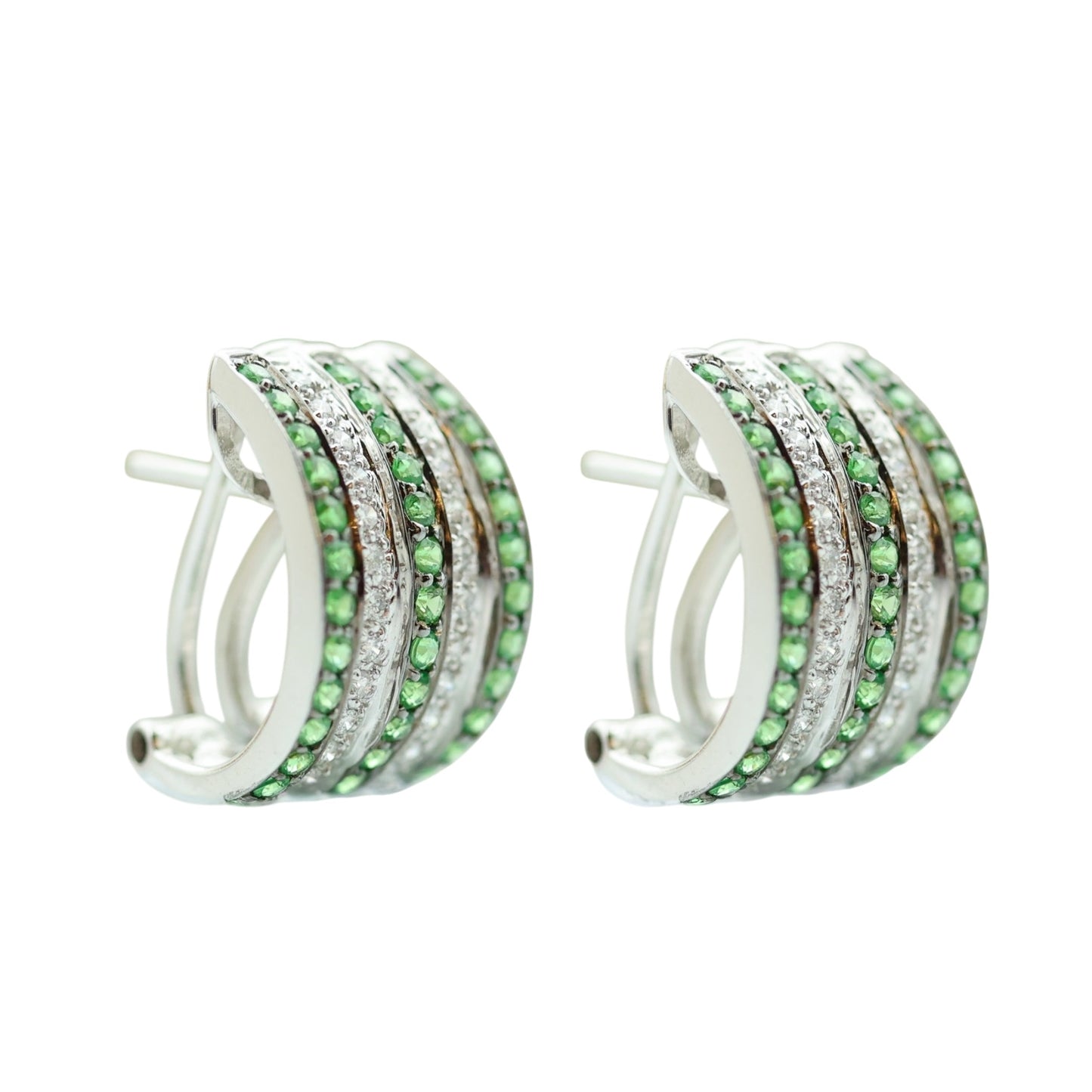 18K White Gold Tsavorite Garnet and Diamond Earrings-Includes GIA Appraisal