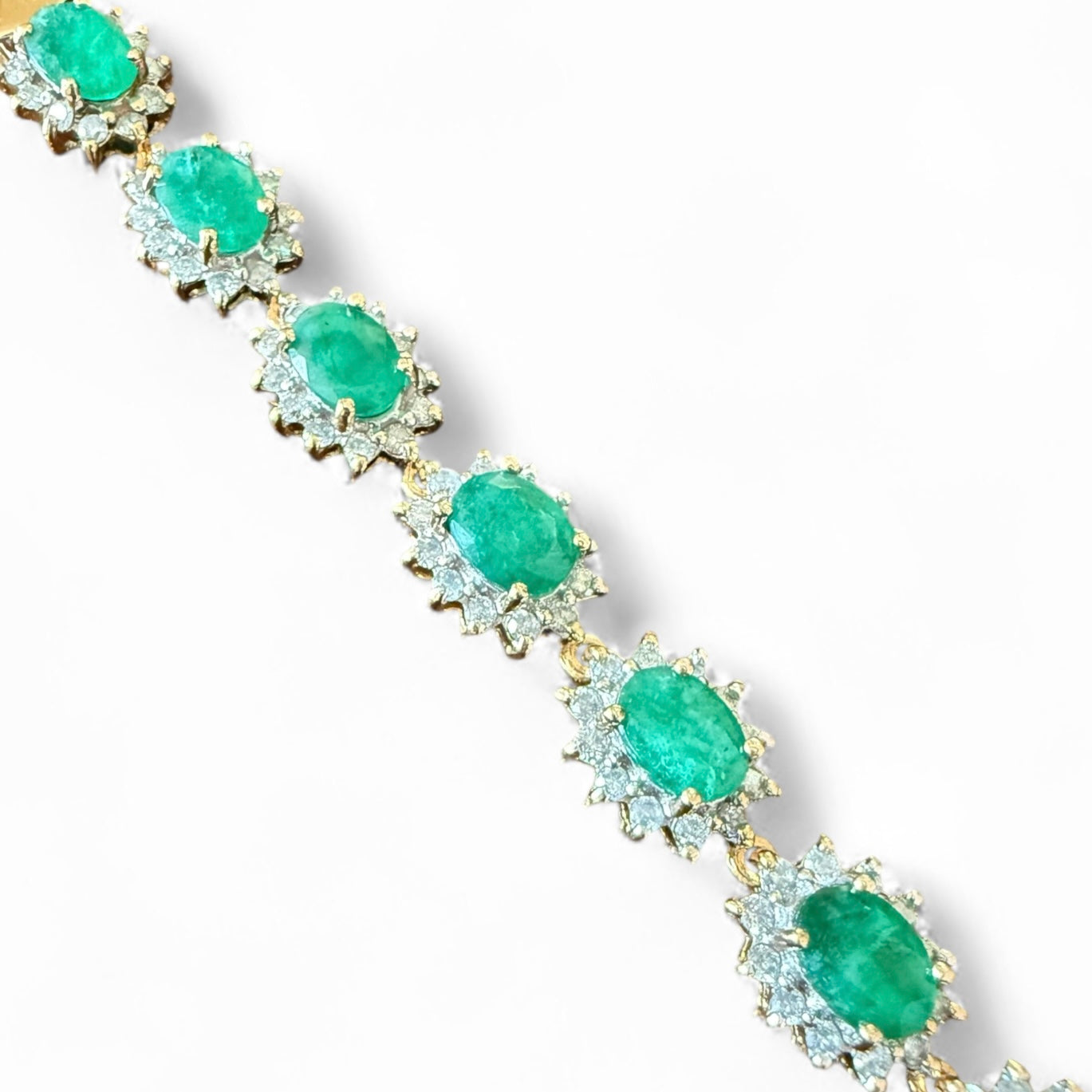 14K 13.25 CT Emerald Flower Bracelet-GIA Appraisal Included