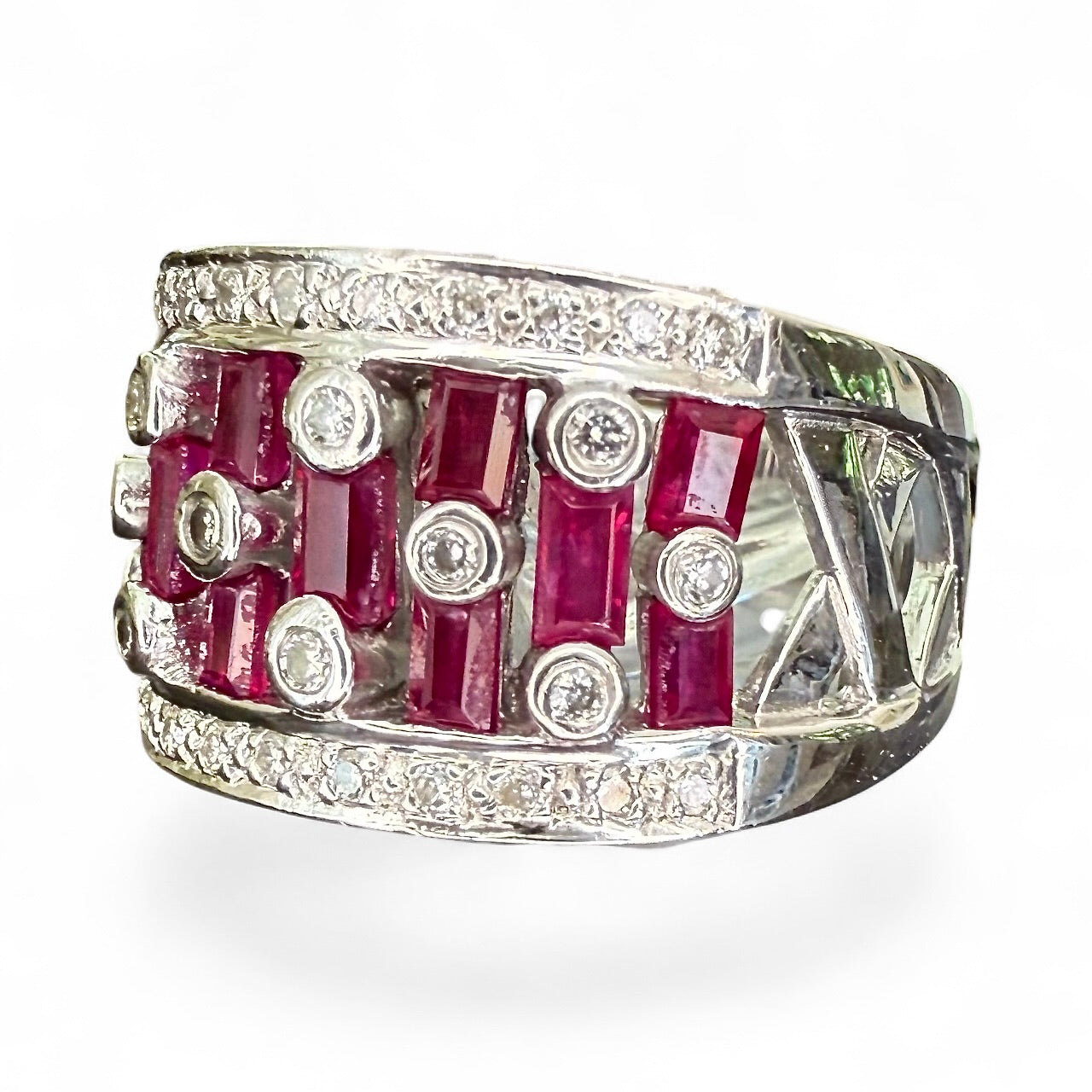 18k White Gold Ruby and Diamond Band