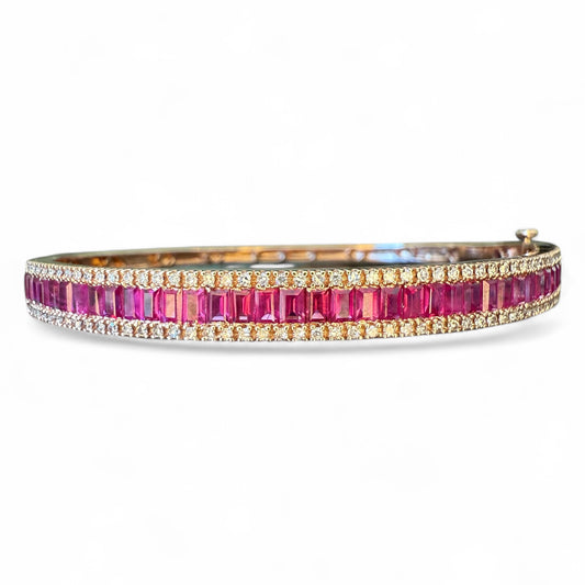 Effy 14k Rose Gold 3.47 CT Ruby and .46 CTW Diamond Bracelet