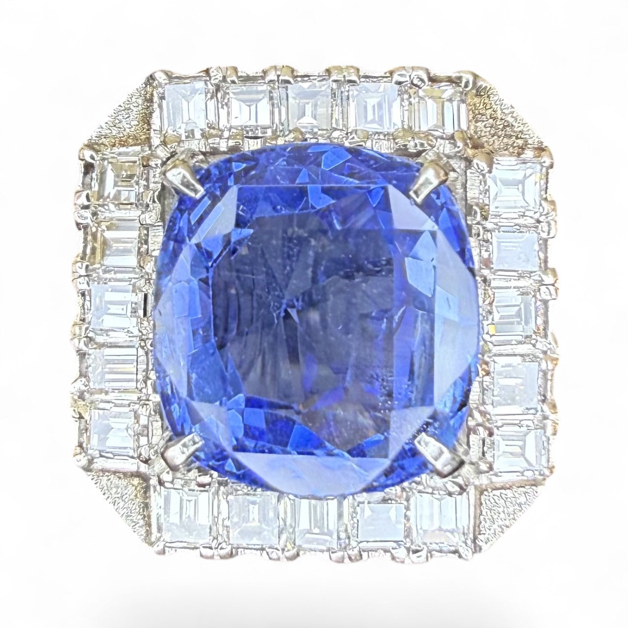 Platinum 6.28 CT No-Heat Sapphire and 1.15 CTW Diamond-Includes GRJ Certificate