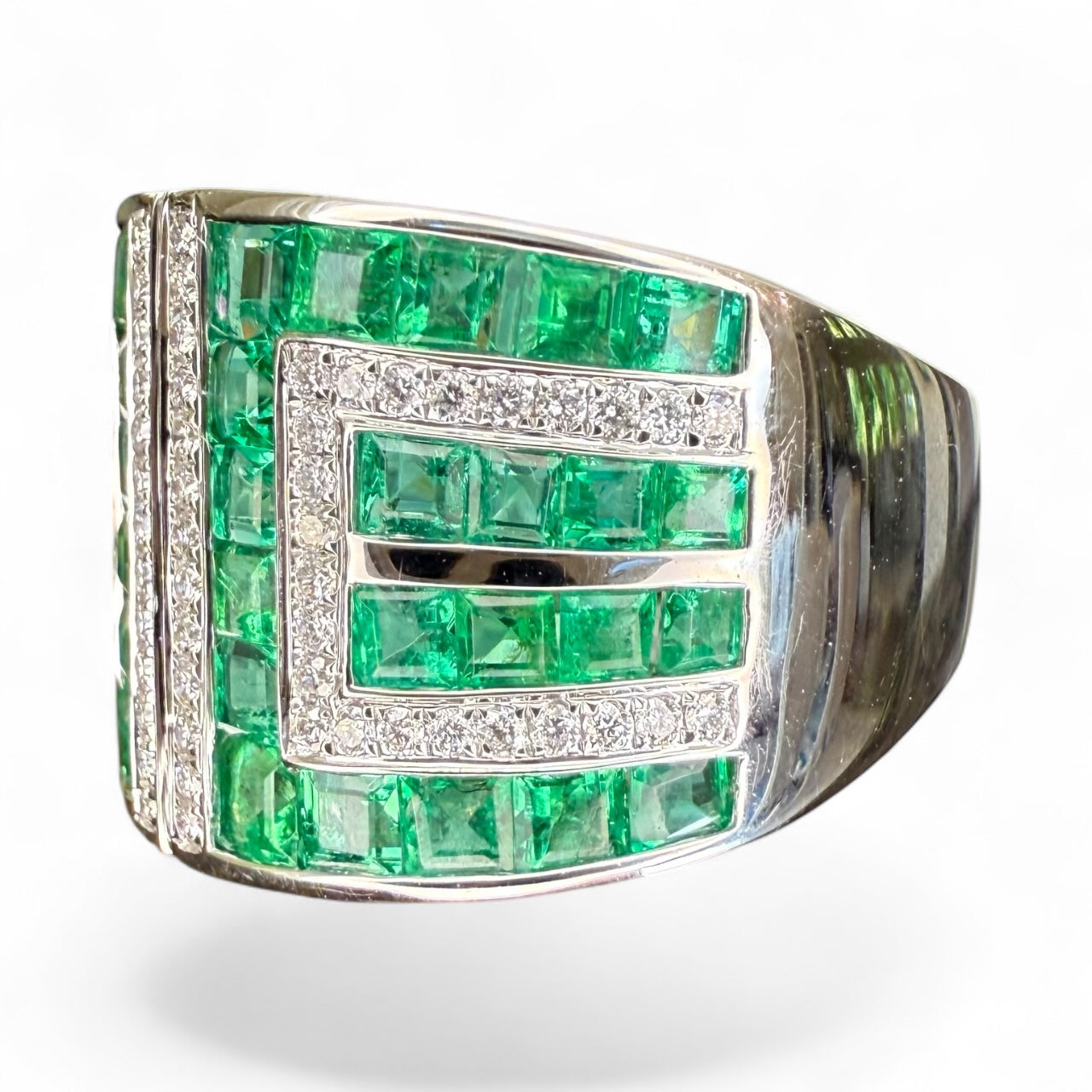 18K 3.35 CTW Emerald and Diamond Band