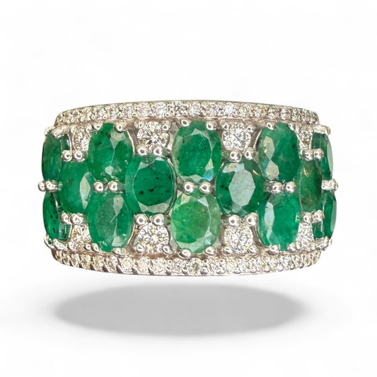 14k Effy 2.66 CTW Emerald and .4 CTW Diamond Band