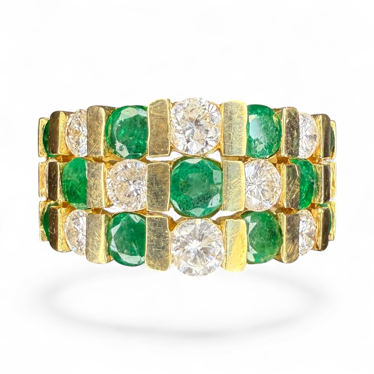 14K Emerald and 1.04 CTW Diamond Band