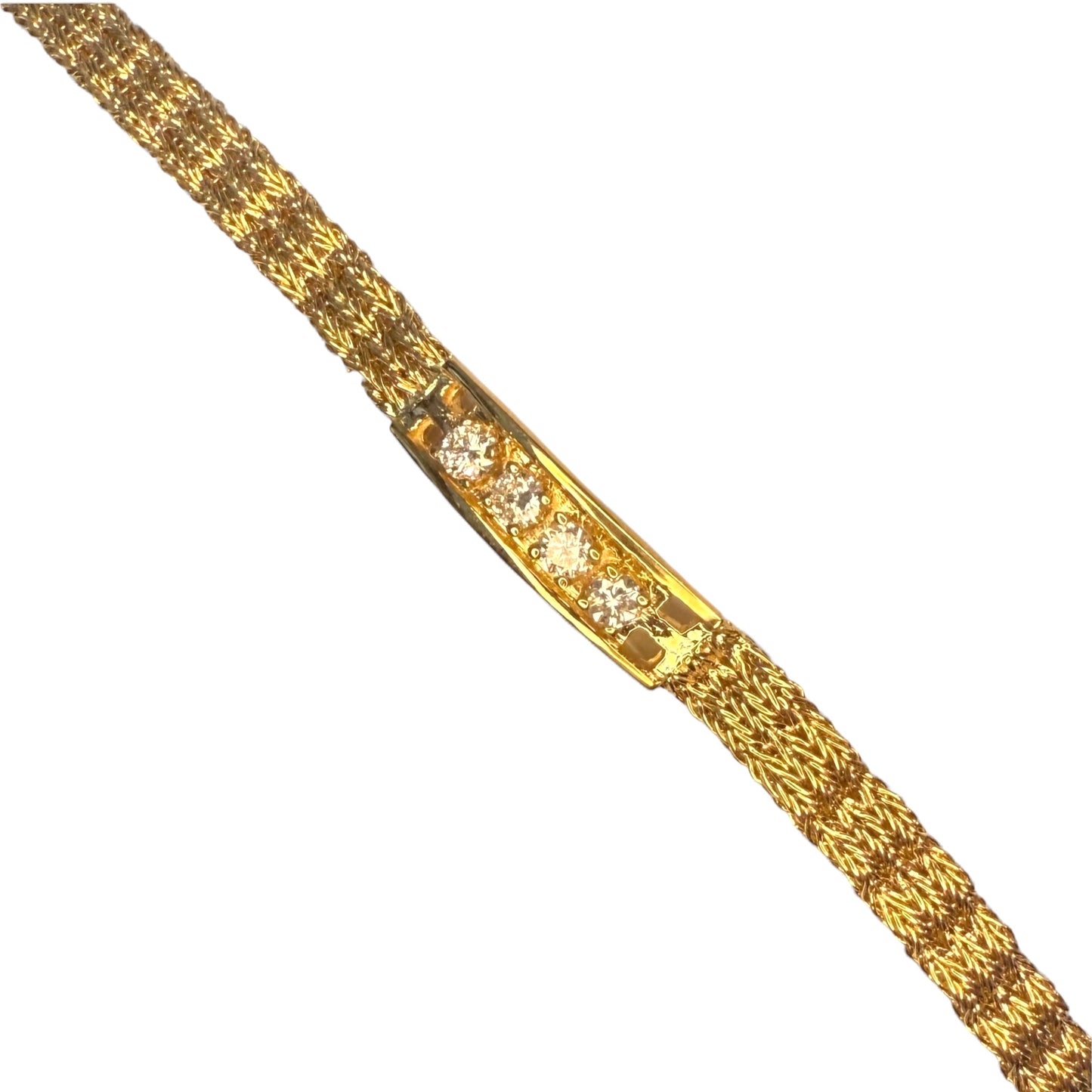 14K Yellow Gold Diamond Woven Bracelet