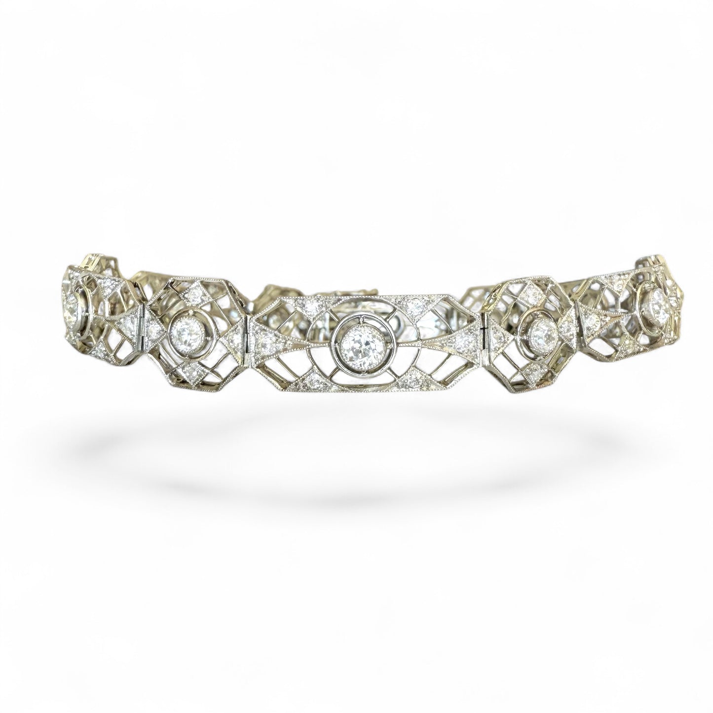 Antique Edwardian Platinum 3.80 CTW Diamond Bracelet- Includes a GIA Appraisal
