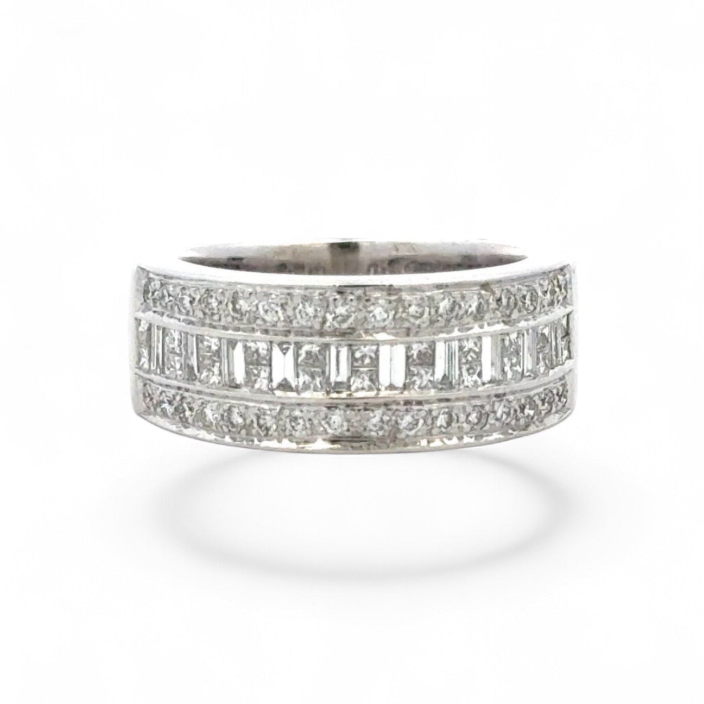 Estate 14k White Gold Diamond Wide Band-Includes GIA Appraisal Upon Purchase