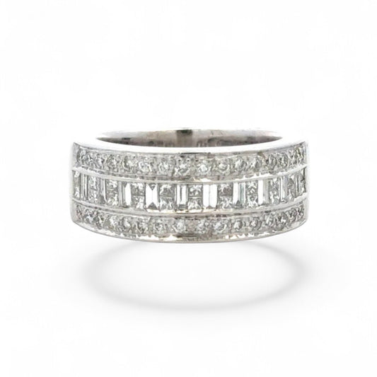 Estate 14k White Gold Diamond Wide Band-Includes GIA Appraisal Upon Purchase