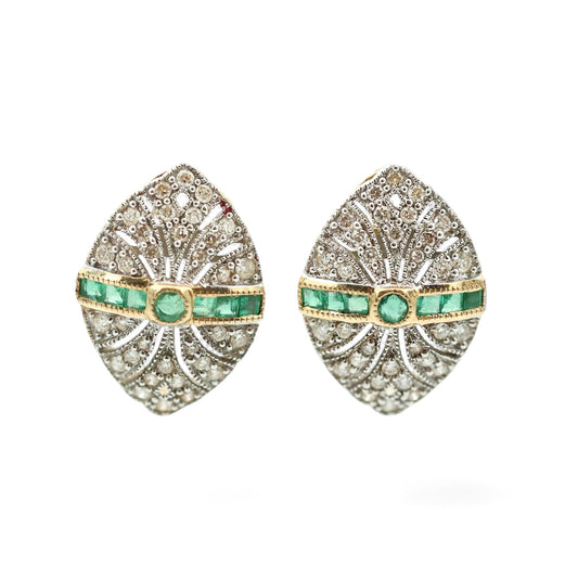 Art Deco Style Emerald and Diamond Earrings-includes GIA Appraisal Report