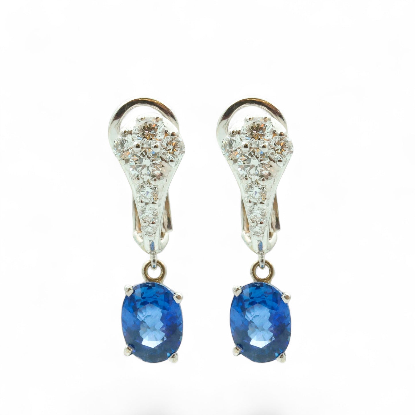 Antique Sapphire and Diamond Earrings-GIA Appraisal Included