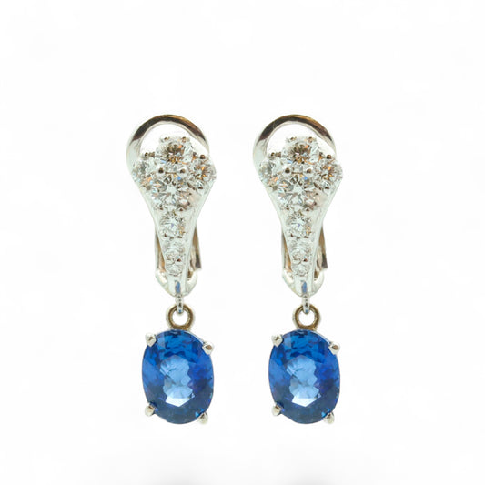 Antique Sapphire and Diamond Earrings-GIA Appraisal Included